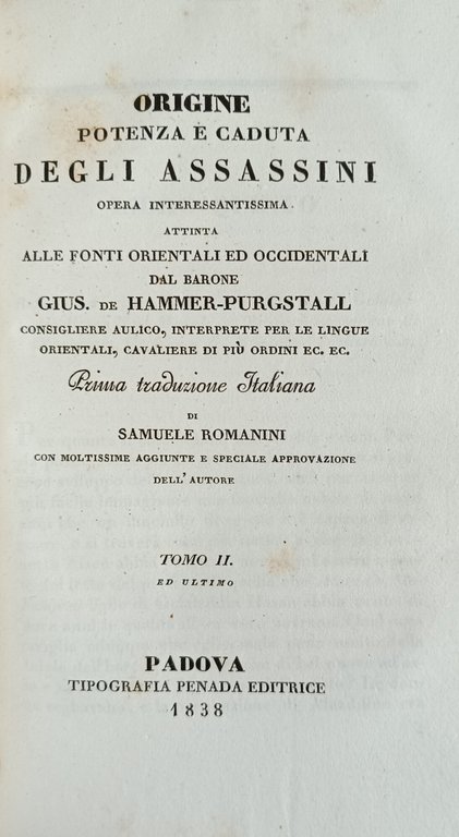 ORIGINE POTENZA E CADUTA DEGLI ASSASSINI