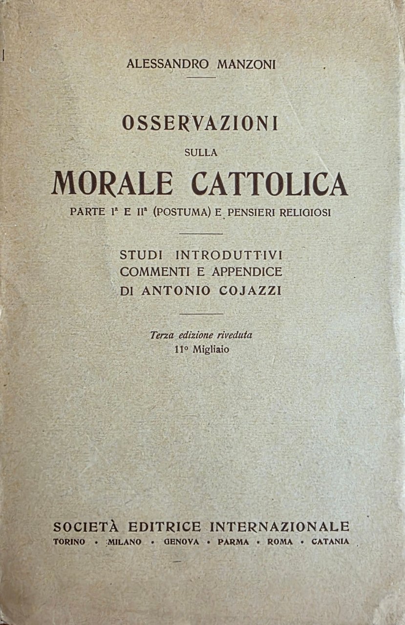 OSSERVAZIONI SULLA MORALE CATTOLICA. PARTE I^ E II^ (POSTUMA) E … | Immagine principale