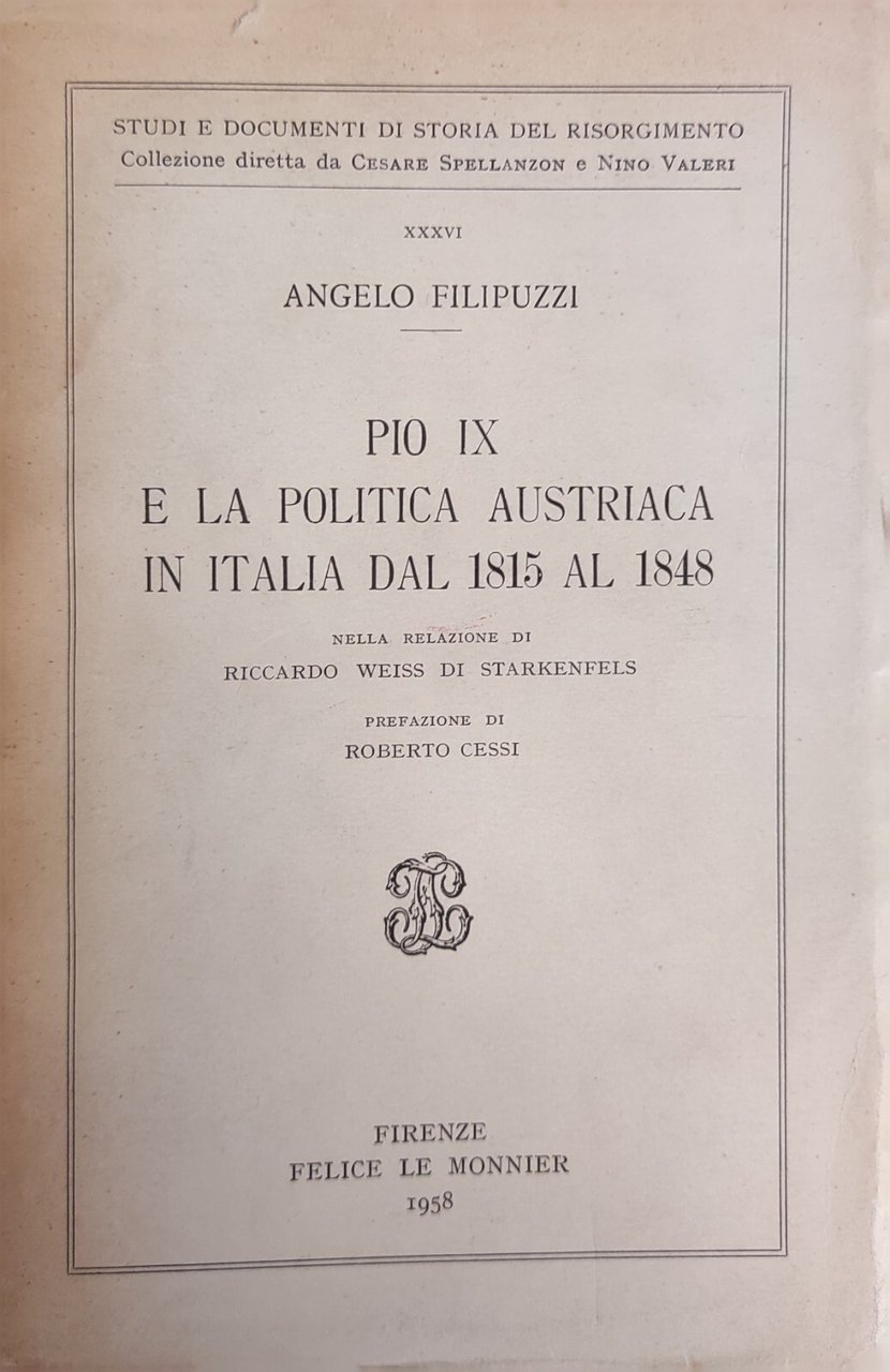 PIO IX E LA POLITICA AUSTRIACA IN ITALIA DAL 1815 … | Immagine principale