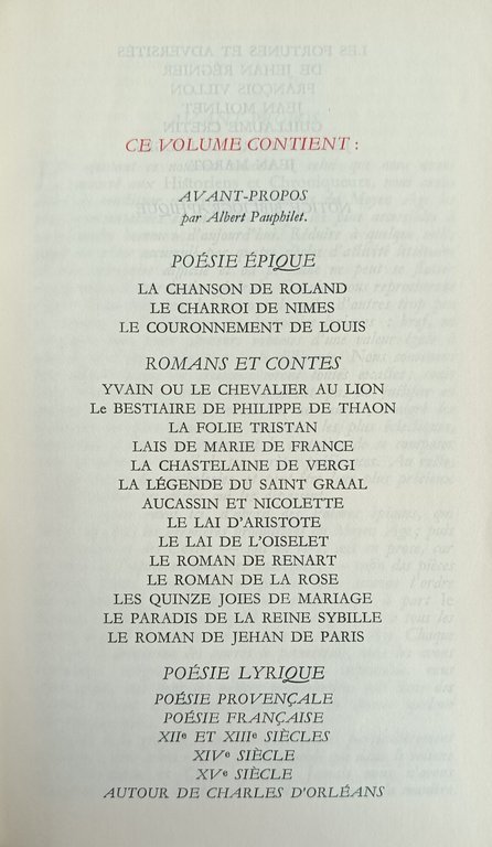 POETES ET ROMANCIERS DU MOYEN AGE