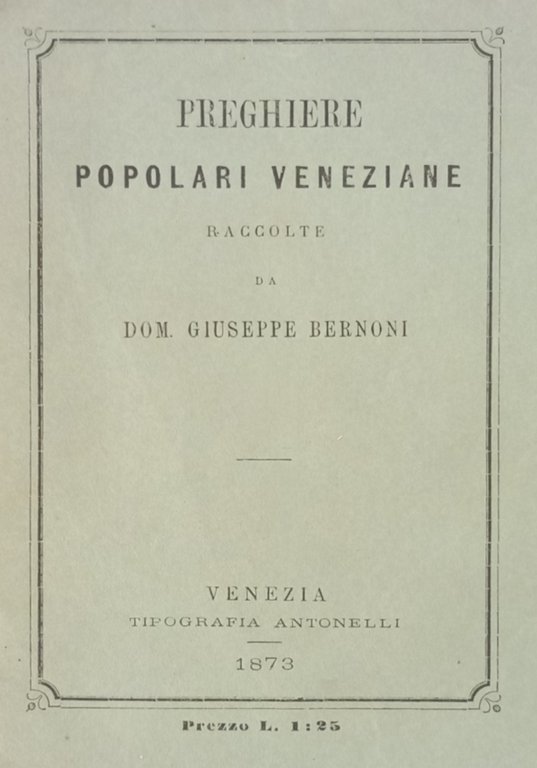 PREGHIERE POPOLARI VENEZIANE