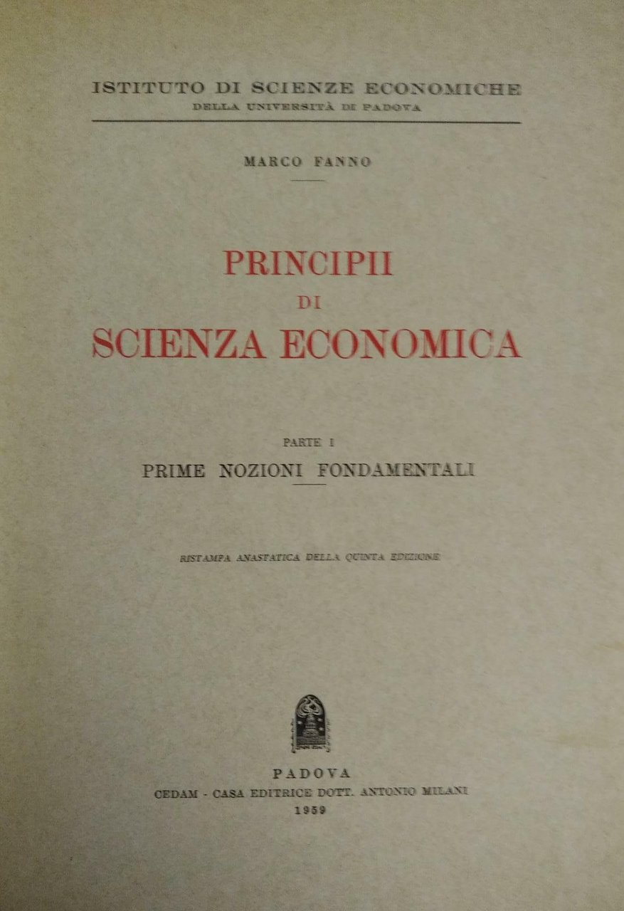 PRINCIPII DI SCIENZA ECONOMICA