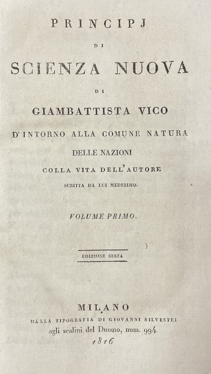 PRINCIPJ DI SCIENZA NUOVA DI GIAMBATTISTA VICO D'INTORNO ALLA COMUNE …