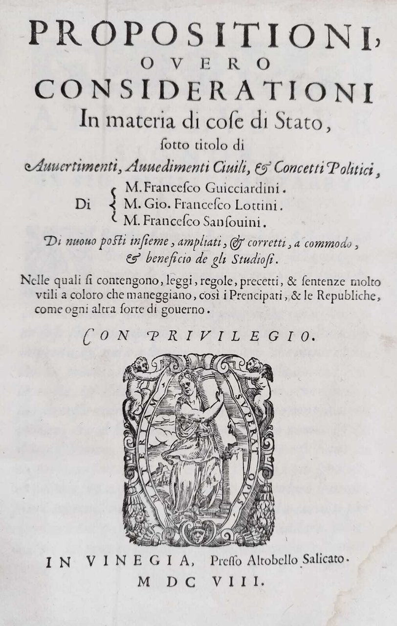 PROPOSITIONI OVERO CONSIDERATIONI IN MATERIA DI COSE DI STATO