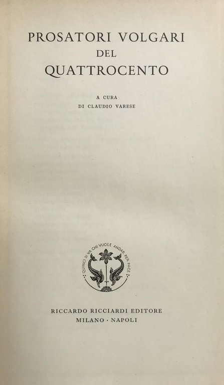 PROSATORI VOLGARI DEL QUATTROCENTO