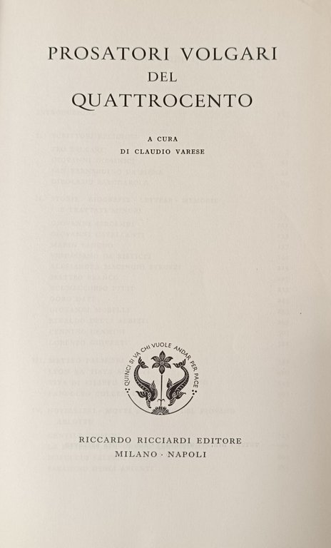 PROSATORI VOLGARI DEL QUATTROCENTO