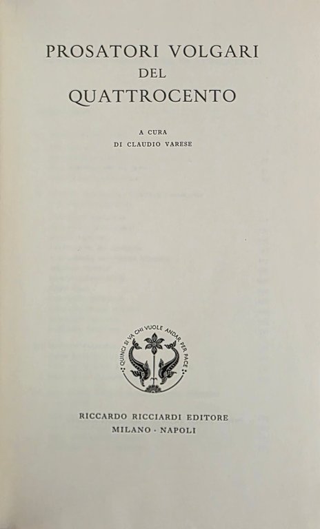 PROSATORI VOLGARI DEL QUATTROCENTO