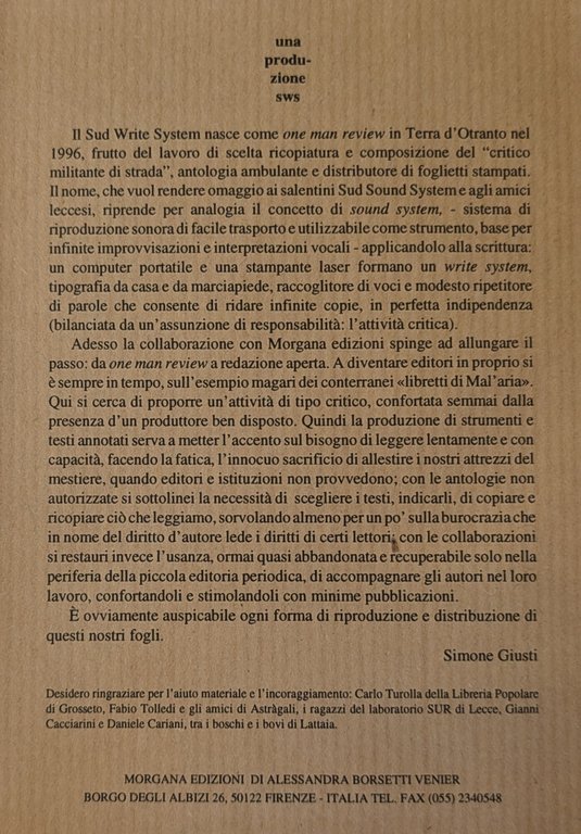 RACCOLTA DA NON PERDERE. COLLANA DI ESPERIENZE LETTERARIE N. 1