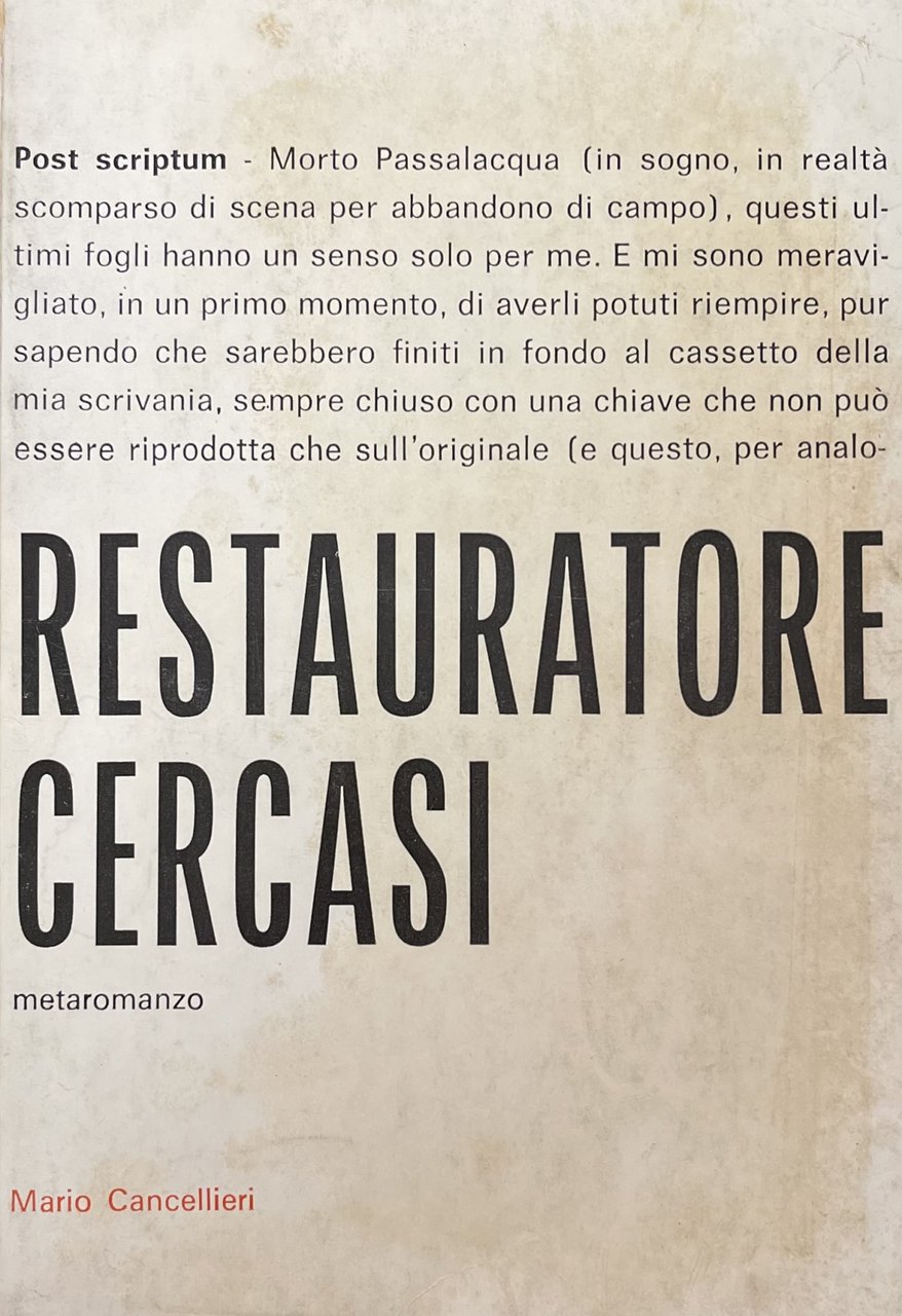 RESTAURATORE CERCASI