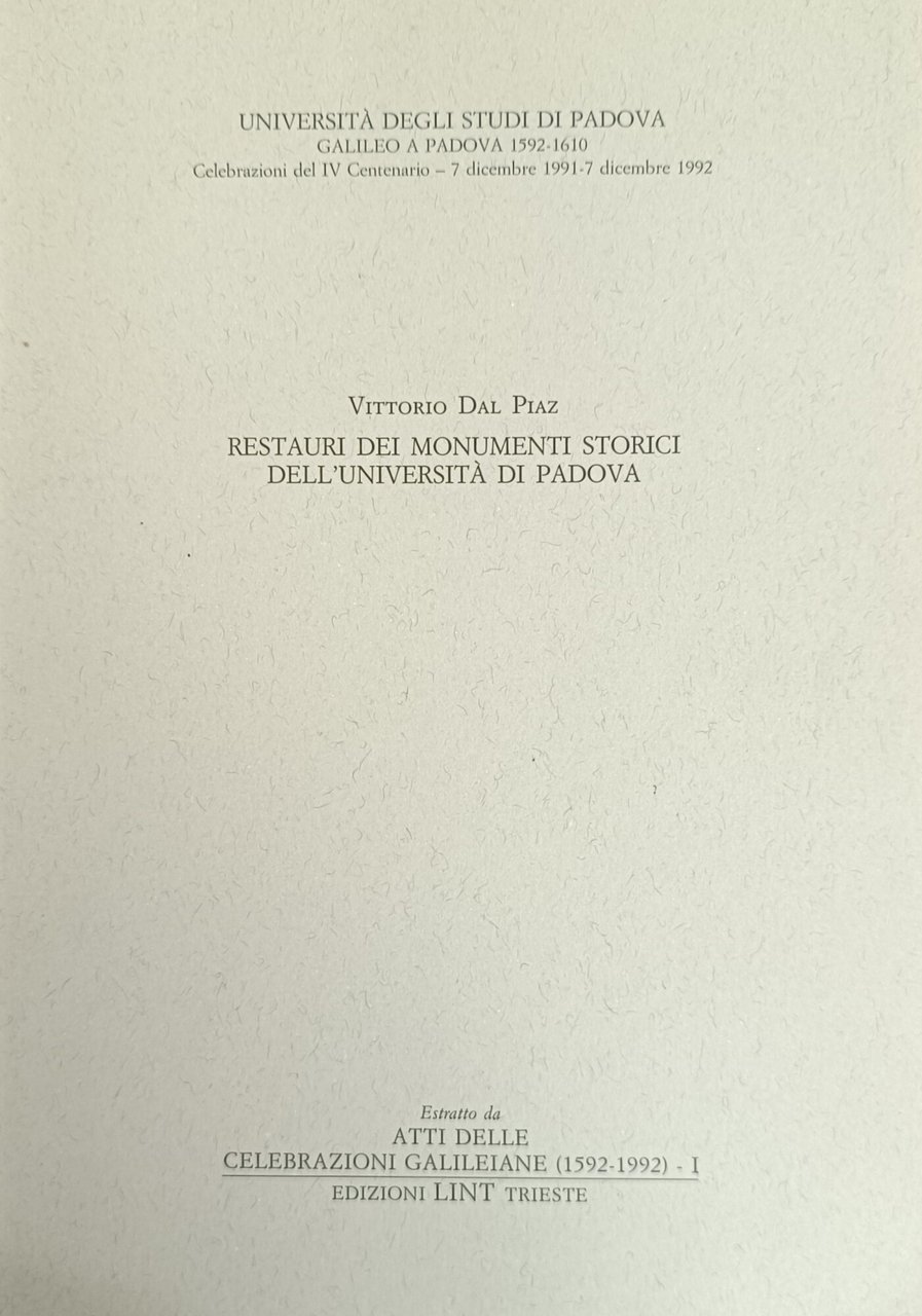 RESTAURI DEI MONUMENTI STORICI DELL'UNIVERSITÀ DI PADOVA