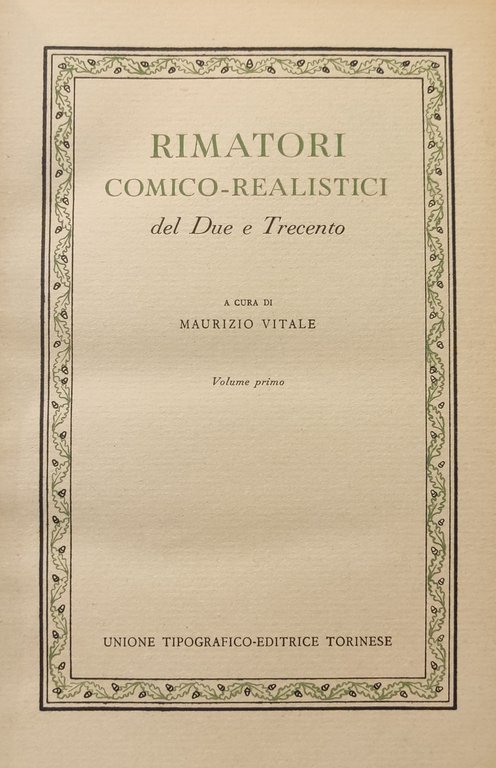 RIMATORI COMICO-REALISTICI DEL DUE E TRECENTO