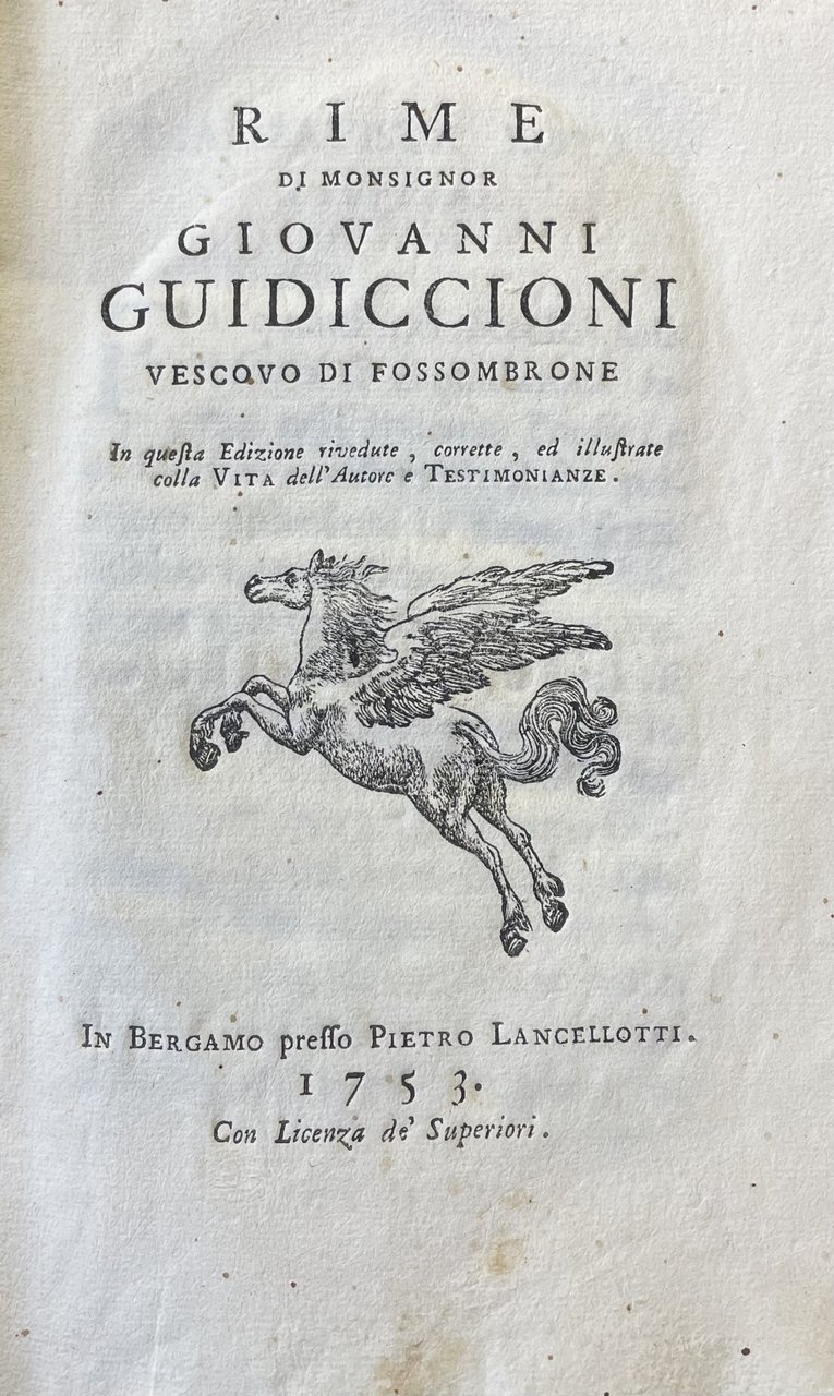 RIME DI MONSIGNOR GIOVANNI GUIDICCIONI VESCOVO DI FOSSOMBRONE. IN QUESTA …