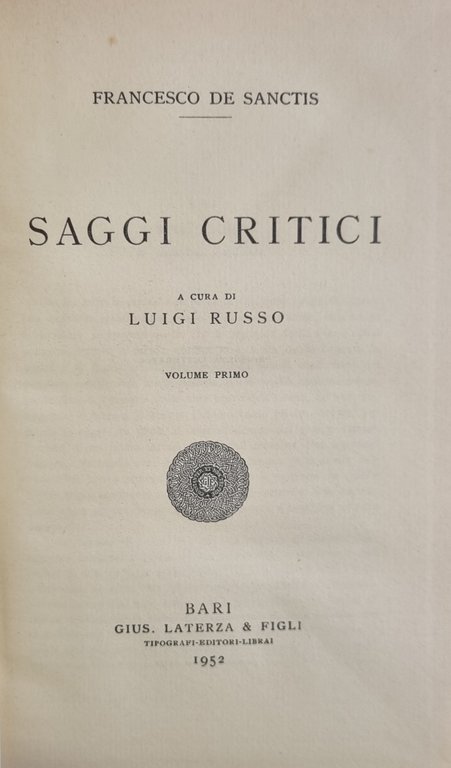 SAGGI CRITICI