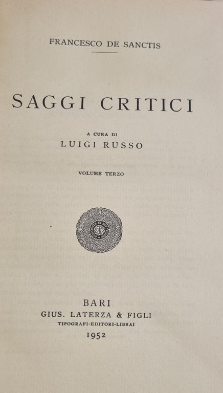 SAGGI CRITICI