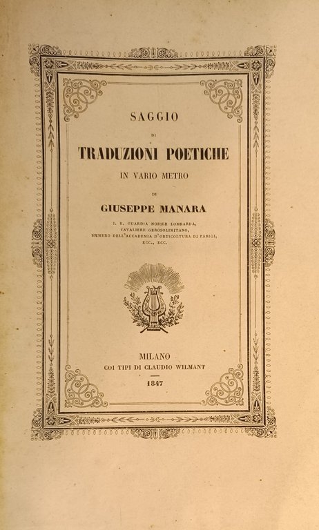 SAGGIO DI TRADUZIONI POETICHE IN VARIO METRO