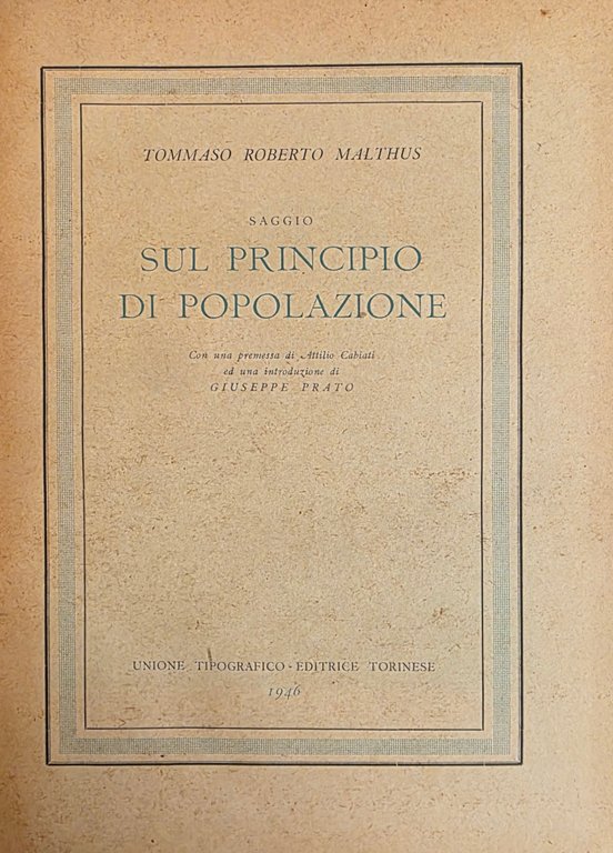 SAGGIO SUL PRINCIPIO DI POPOLAZIONE