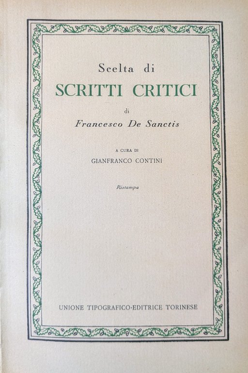 SCELTA DI SCRITTI CRITICI