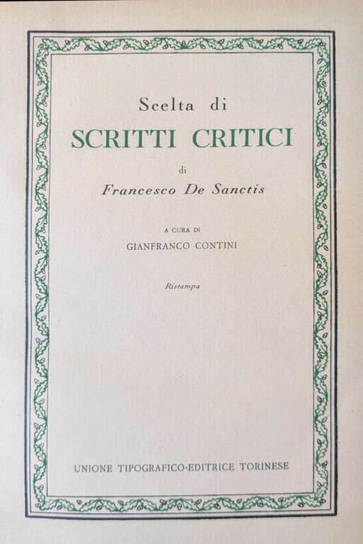 SCELTA DI SCRITTI CRITICI