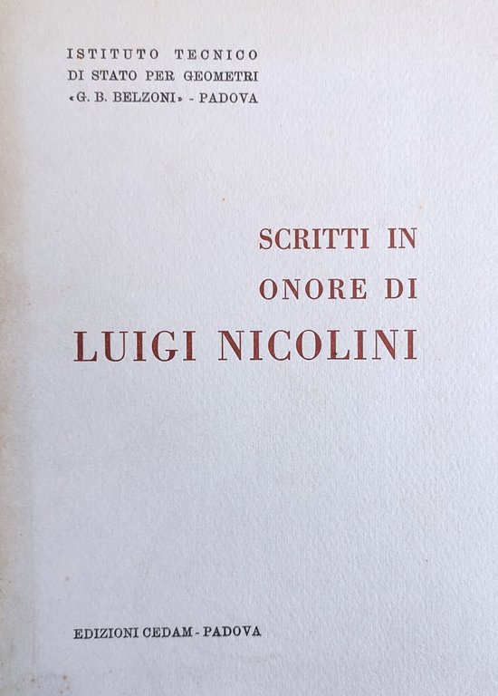 SCRITTI IN ONORE DI LUIGI NICOLINI