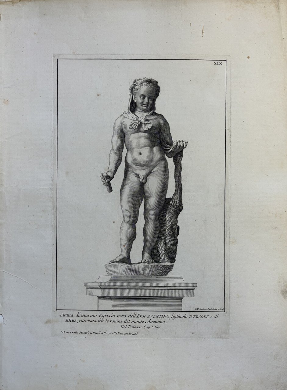 STATUA DI MARMO DELL' EROE AVENTINO FIGLIUOLO D' ERCOLE E …