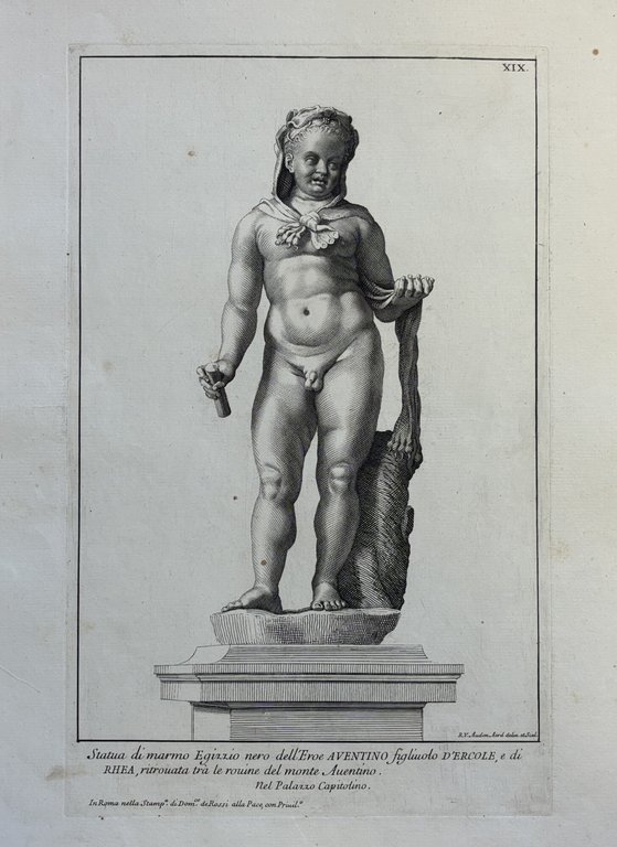 STATUA DI MARMO DELL' EROE AVENTINO FIGLIUOLO D' ERCOLE E …