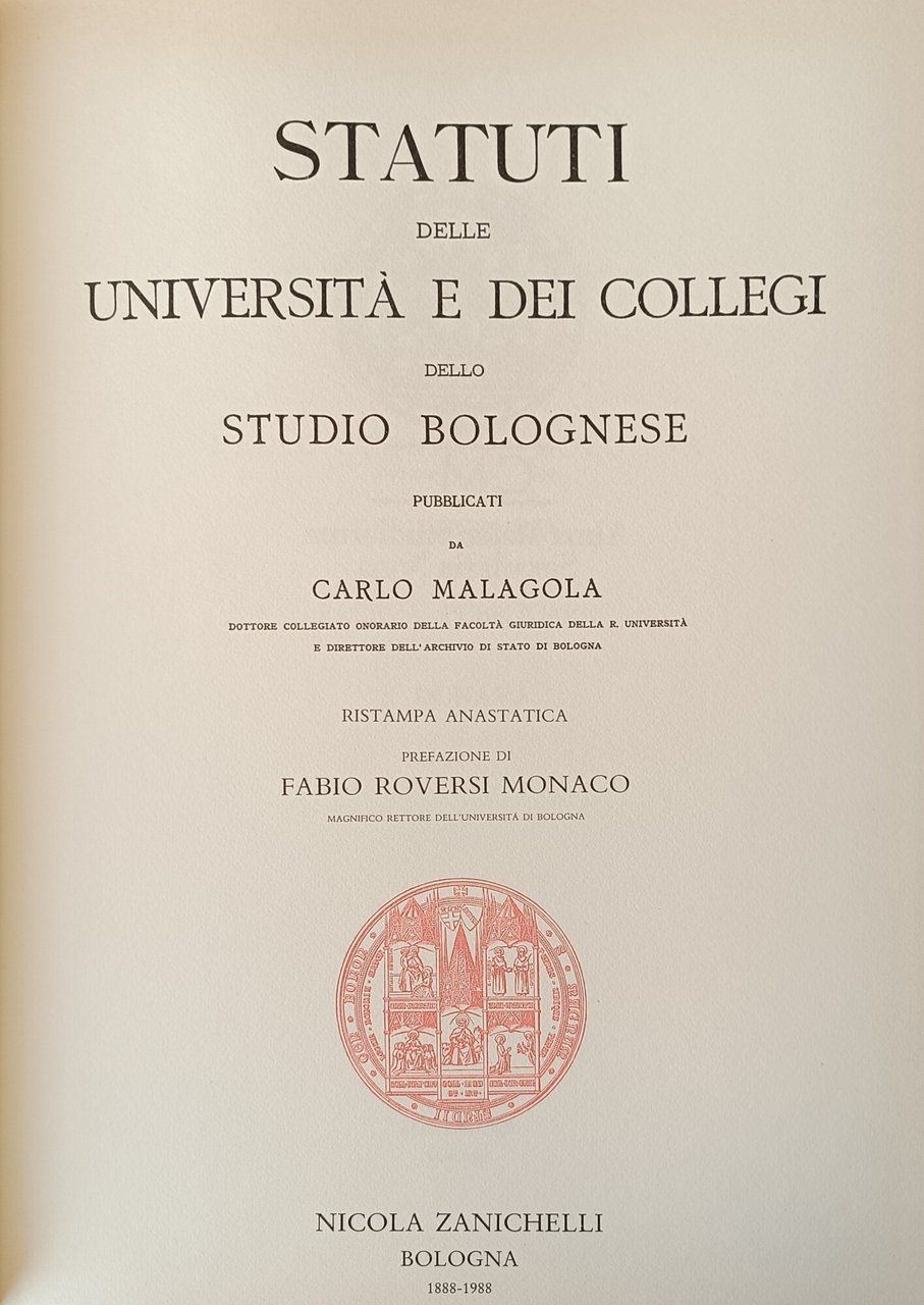STATUTI DELLE UNIVERSITA' E DEI COLLEGI DELLO STUDIO BOLOGNESE