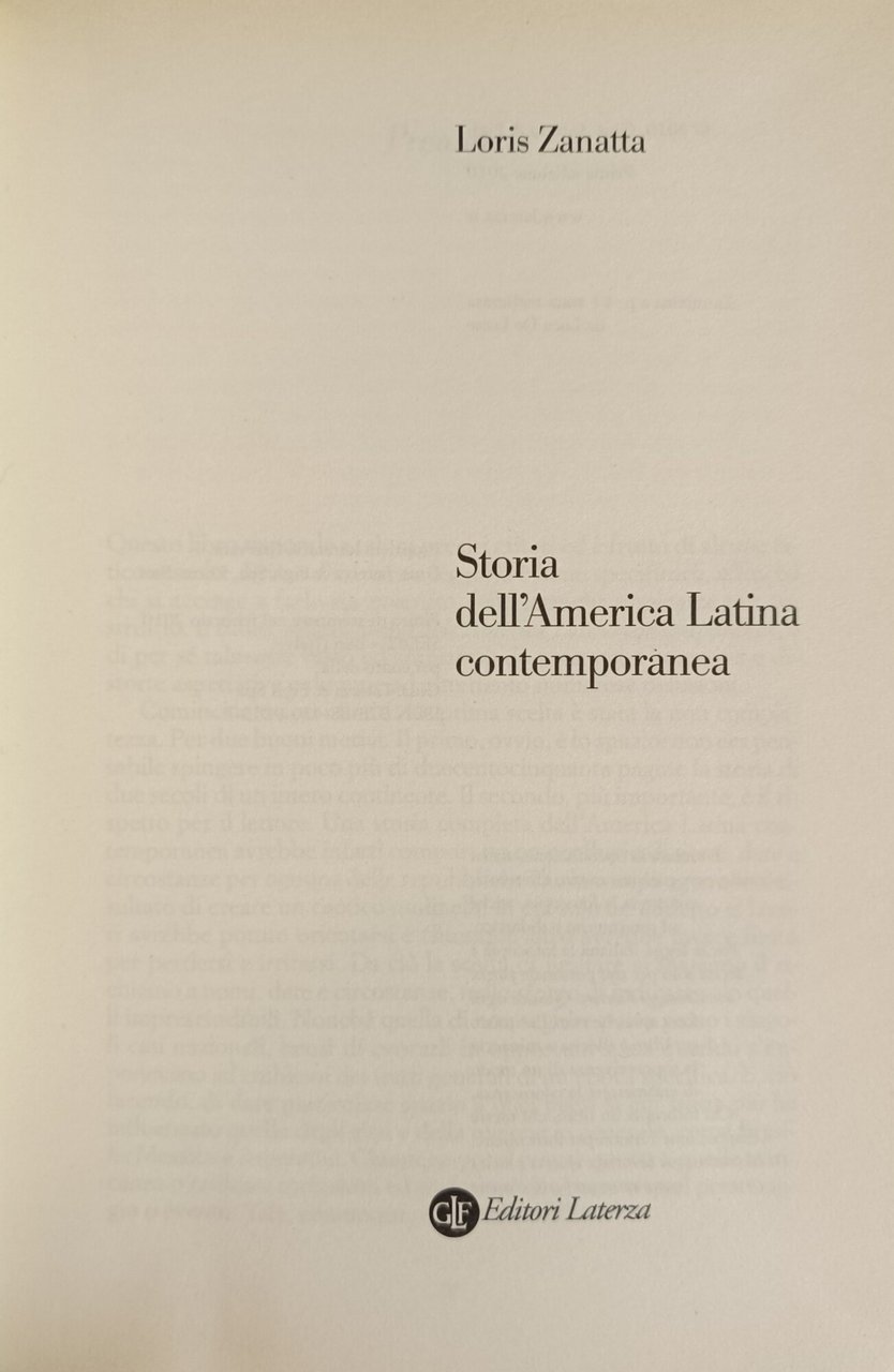 STORIA DELL'AMERICA LATINA CONTEMPORANEA