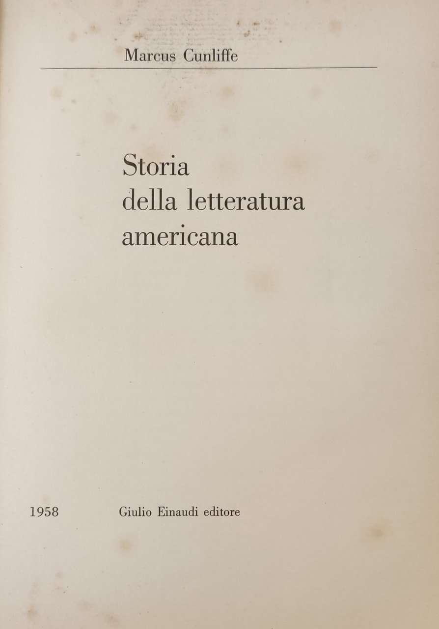 STORIA DELLA LETTERATURA AMERICANA