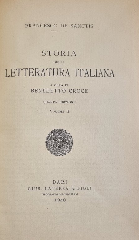 STORIA DELLA LETTERATURA ITALIANA