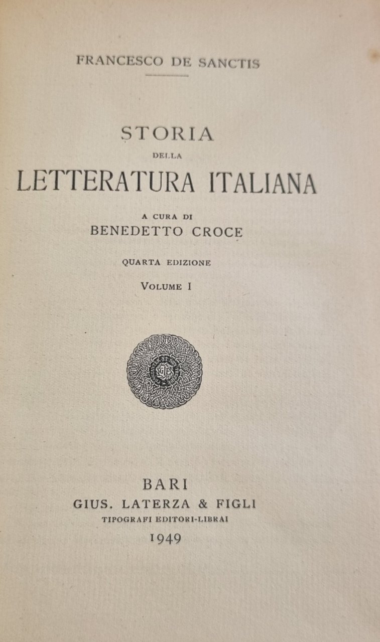 STORIA DELLA LETTERATURA ITALIANA