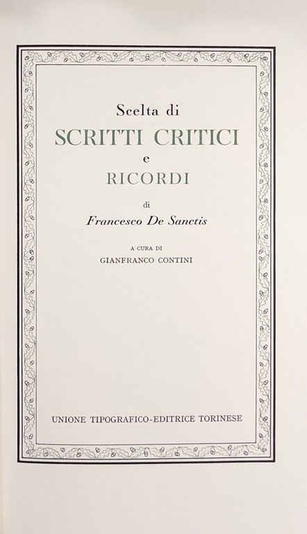 SCELTA DI SCRITTI CRITICI