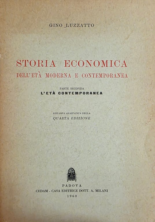 STORIA ECONOMICA DELL' ETÀ MODERNA E CONTEMPORANEA