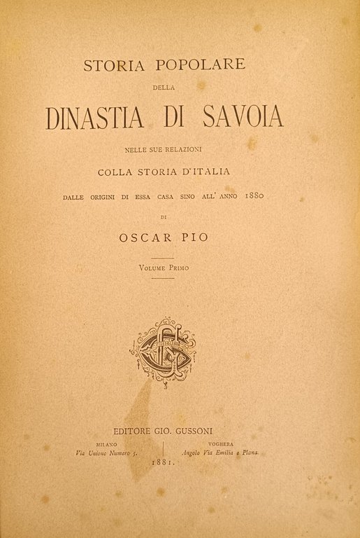 STORIA POPOLARE DELLA DINASTIA DI SAVOIA