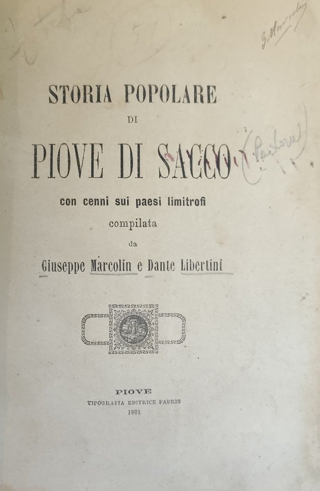 STORIA POPOLARE DI PIOVE DI SACCO CON CENI SUI PAESI …