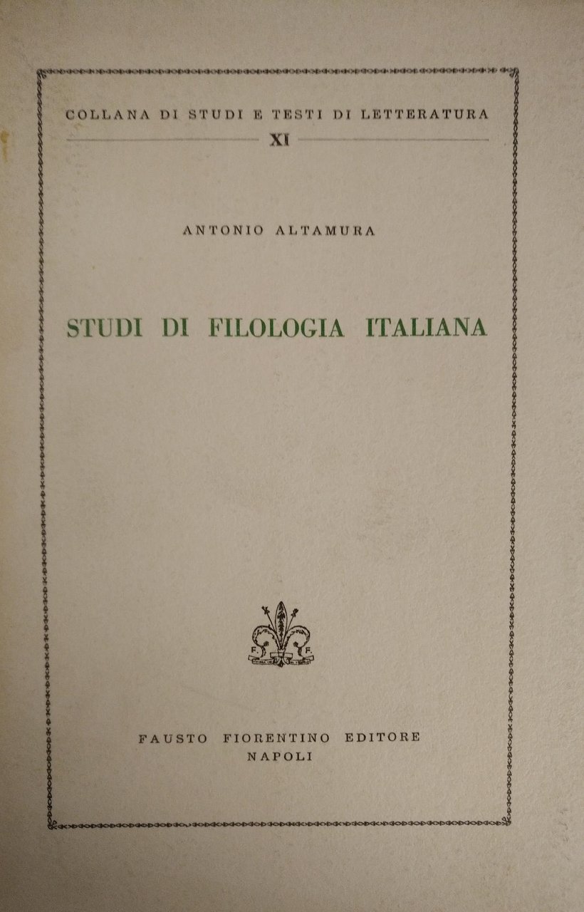 STUDI DI FILOLOGIA ITALIANA