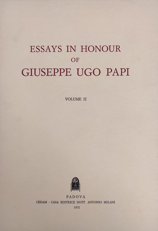STUDI IN ONORE DI GIUSEPPE UGO PAPI seguito da ESSAYS …