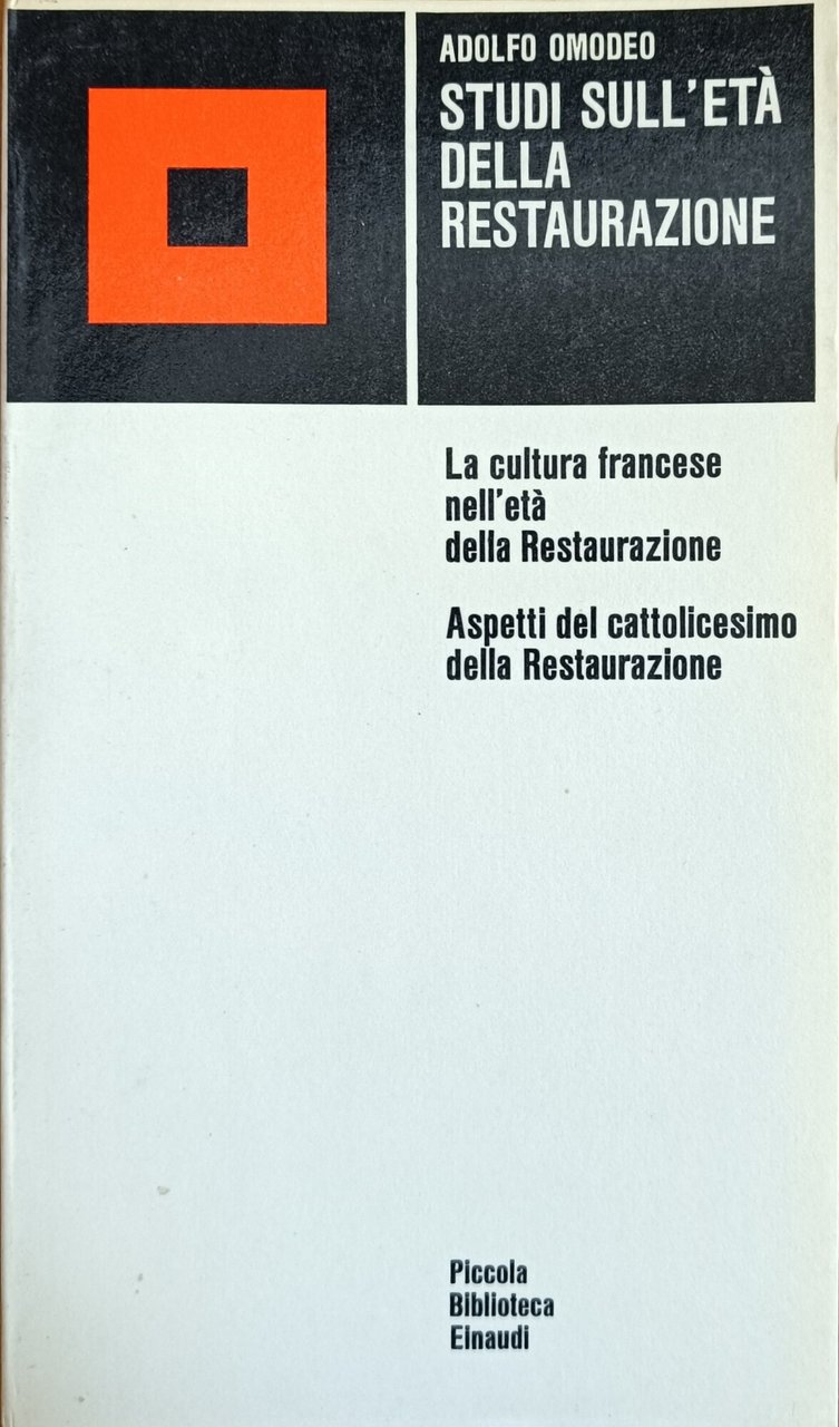 STUDI SULL'ETA' DELLA RESTAURAZIONE. LA CULTURA FRANCESE NELL'ETA' DELLA RESTAURAZIONE. …