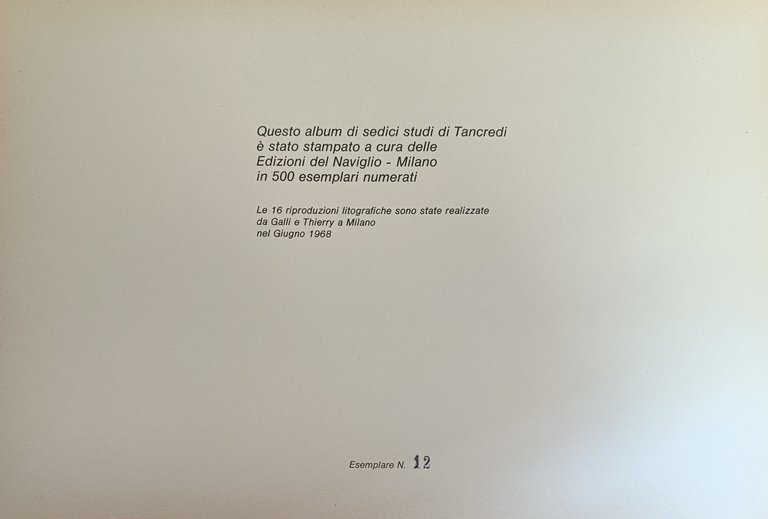 TANCREDI. "SEDICI STUDI"