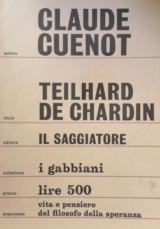 TEILHARD DE CHARDIN