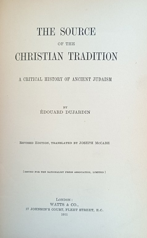 THE SOURCE OF THE CHRISTIAN TRADITION. A CRITICAL HISTORY OF …