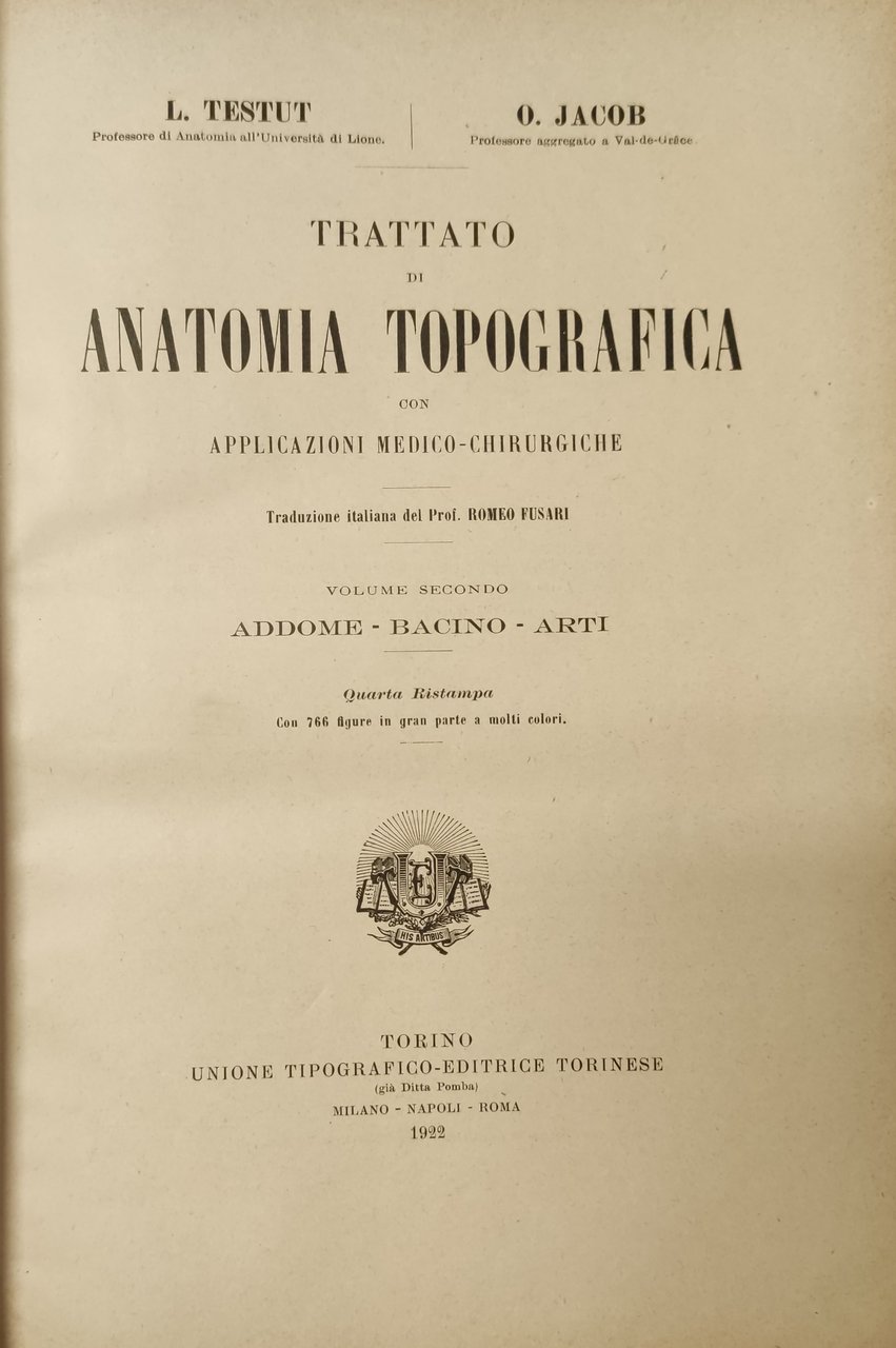 TRATTATO DI ANATOMIA TOPOGRAFICA CON APPLICAZIONI MEDICO-CHIRURGICHE | Immagine principale