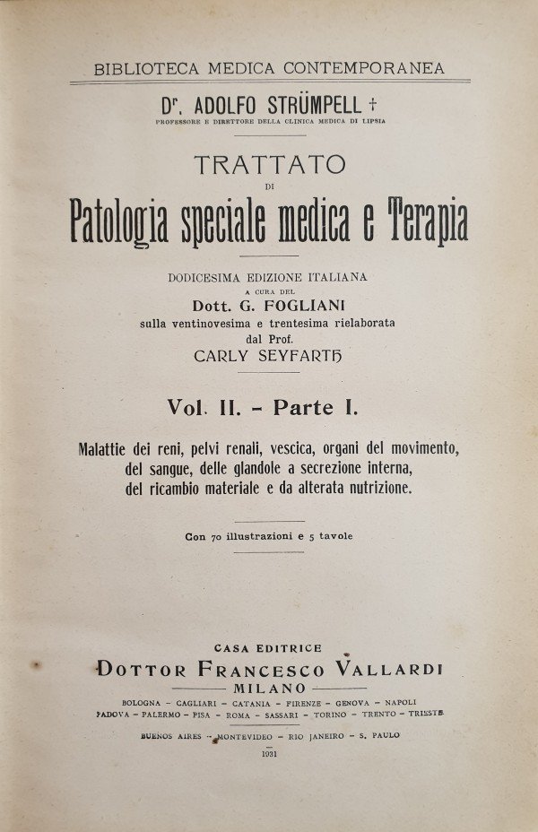 TRATTATO DI PATOLOGIA SPECIALE MEDICA E TERAPIA