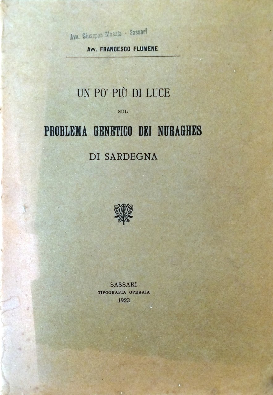 UN PO PIÙ DI LUCE SUL PROBLEMA GENETICO DEI NURAGHES …