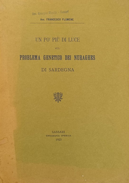UN PO PIÙ DI LUCE SUL PROBLEMA GENETICO DEI NURAGHES …
