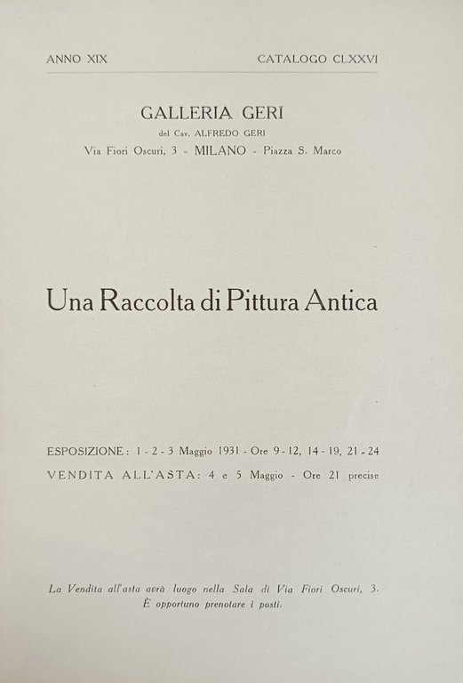 UNA RACCOLTA DI PITTURA ANTICA