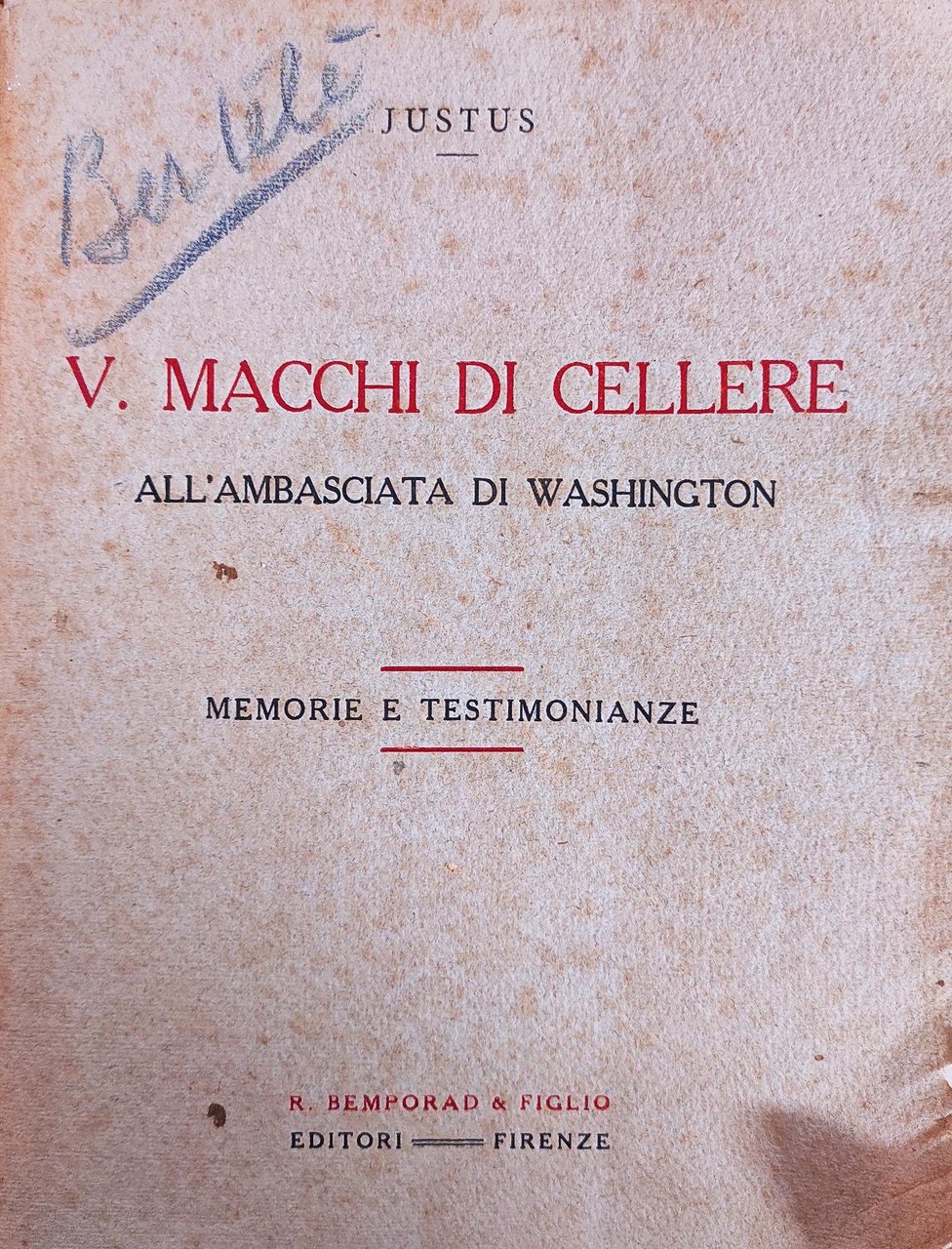 V. MACCHI DI CELLERE ALL'AMBASCIATA DI WASHINGTON