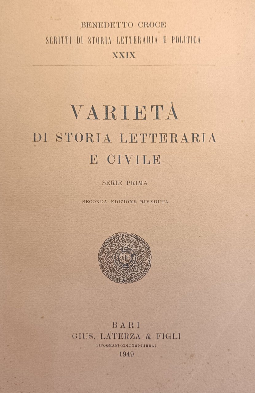 VARITÀ DI STORIA LETTERARIA E CIVILE