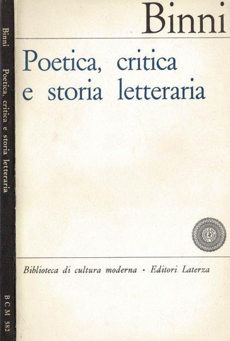 POETICA CRITICA E STORIA LETTERARIA