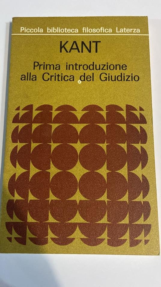 PRIMA INTRODUZIONE ALLA CRITICA DEL GIUDIZIO