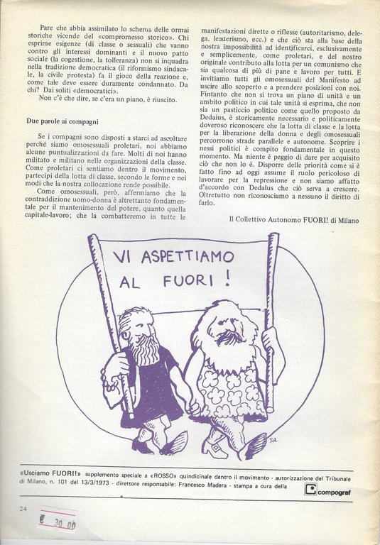 Usciamo Fuori! Collettivo autonomo Milano, Supplemento a Rosso, 1974 | Immagine Gallery 2